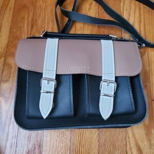 Grafea Y2k Black and Tan Crossbody Leather  Bag Womens